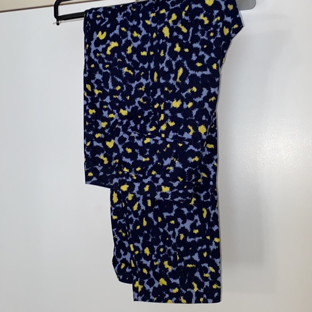 Gap Pants Womens Slim Cropped Stretch Black Purple Yellow Animal Print Size 10